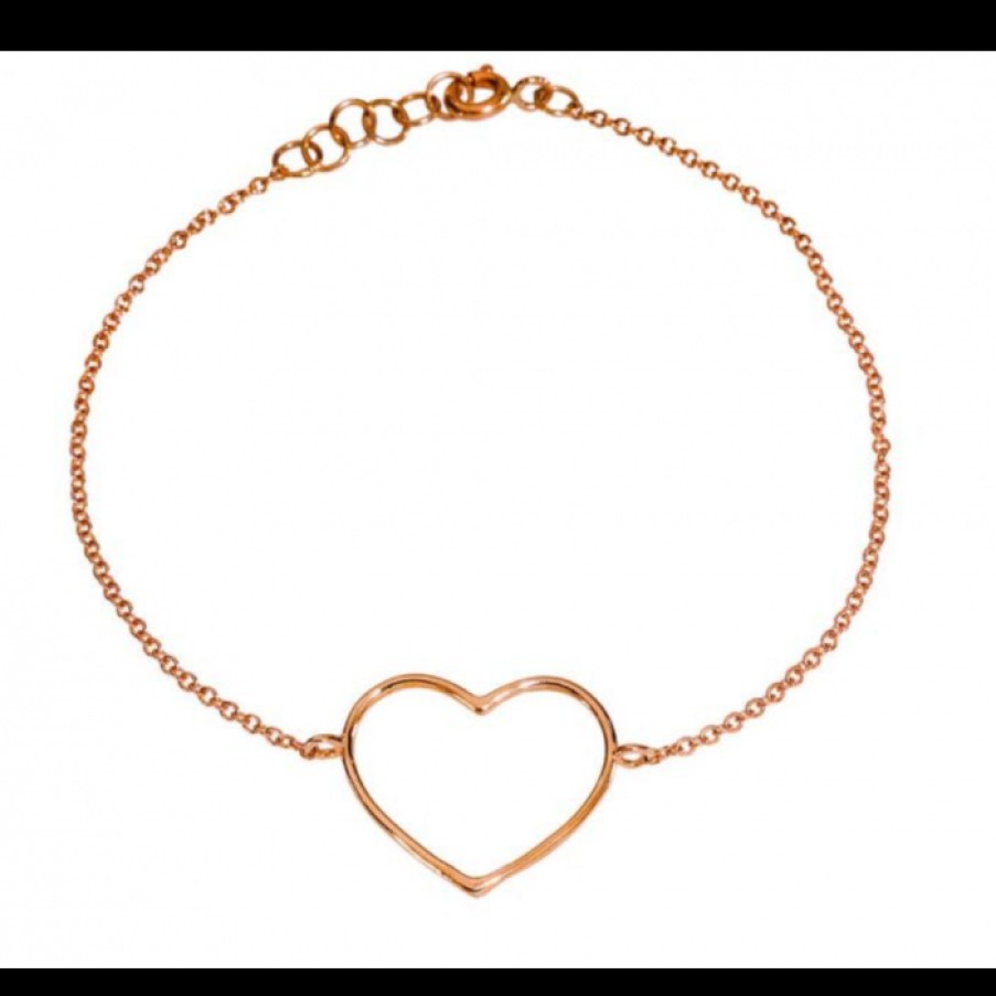 Idee Regalo marco-gerbella | Bracciale Con Cuore Grande A Filo Sottile Oro Rosa