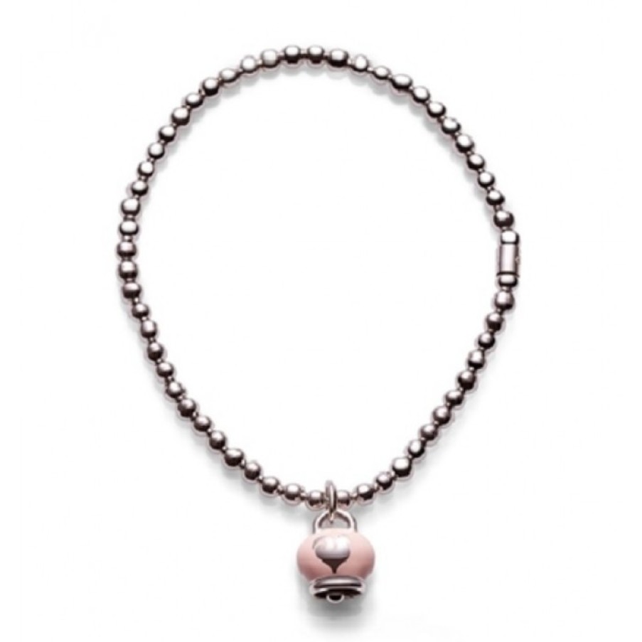 Idee Regalo chantecler | Bracciale In Argento Con Ciondolo Campanella Micro In Argento Con Smalto Rosa