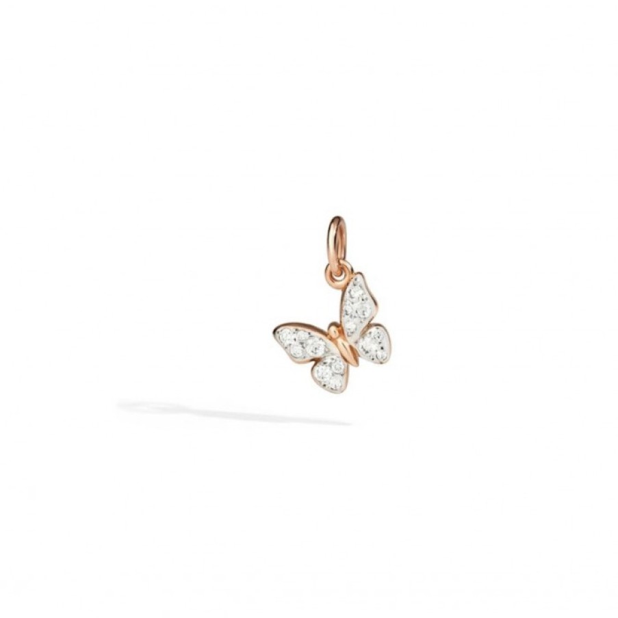 Idee Regalo dodo | Charm Farfalla Oro Rosa Con Diamanti Bianchi