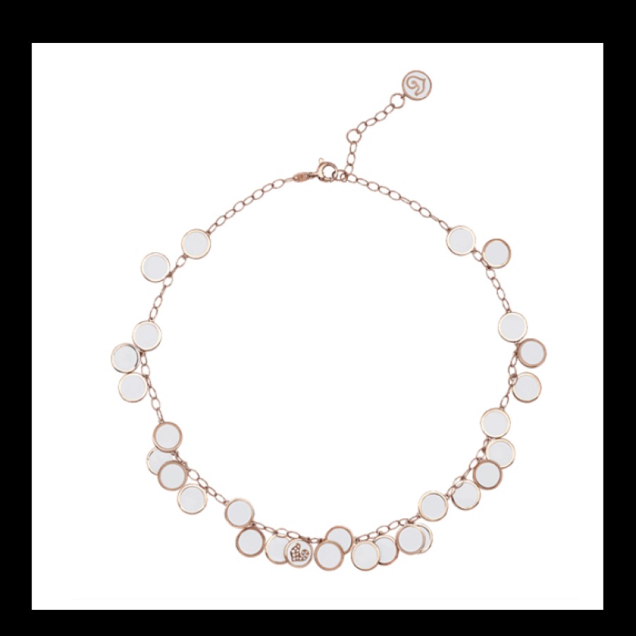 Idee Regalo chantecler | Collana Paillettes Oro Rosa 18Kt Chantecler Diamanti E Smalto Bianco