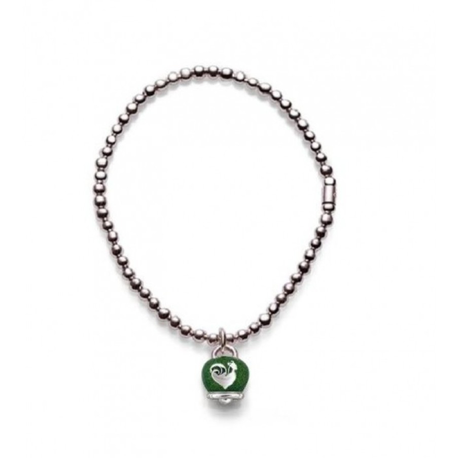 Idee Regalo chantecler | Bracciale In Argento Con Ciondolo Campanella Micro In Argento Con Smalto Verde