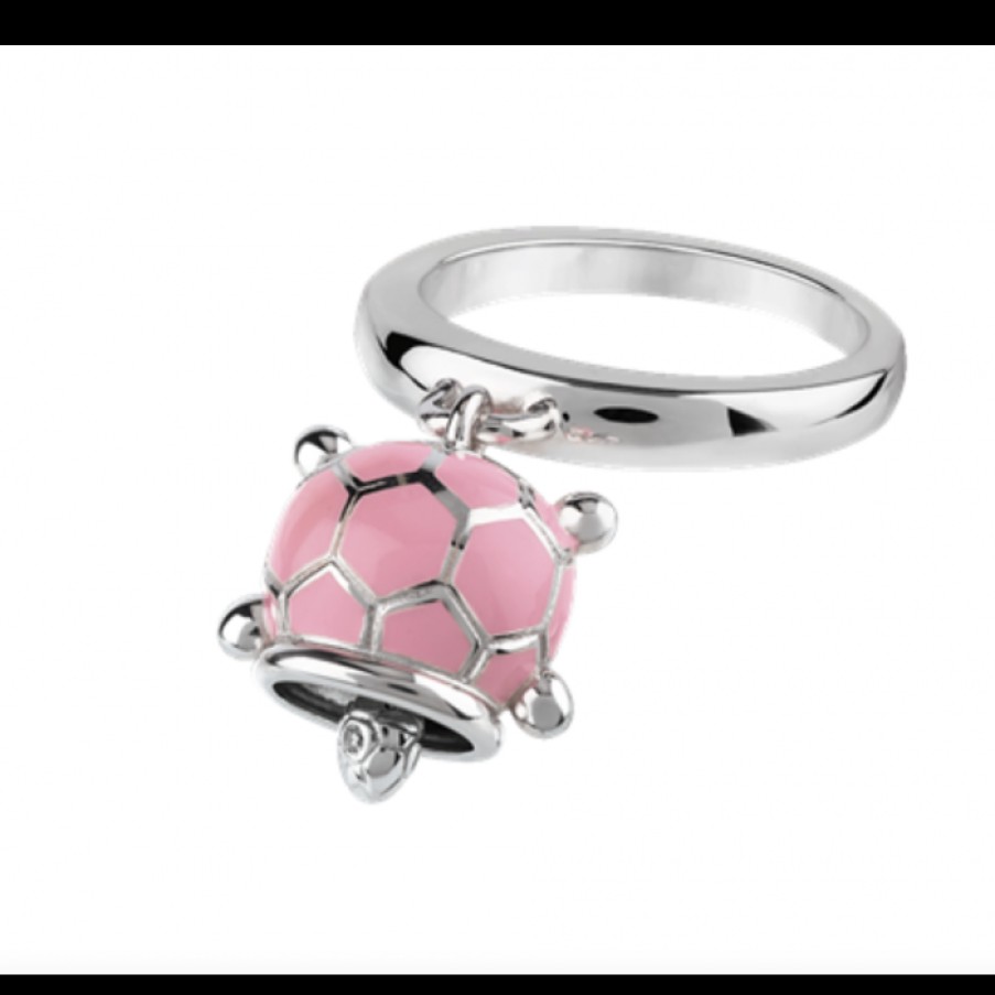 Idee Regalo chantecler | Anello Tartaruga Micro In Argento, Smalto Rosa E Diamante Bianco