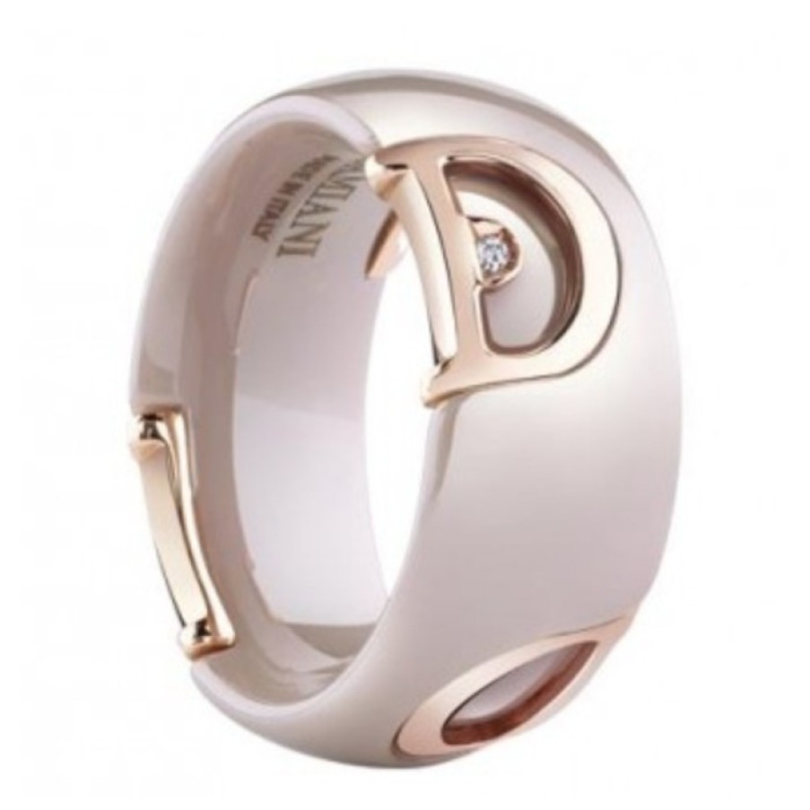 Idee Regalo damiani | Anello D.Icon In Ceramica Cappuccino, Oro Rosa E Diamante