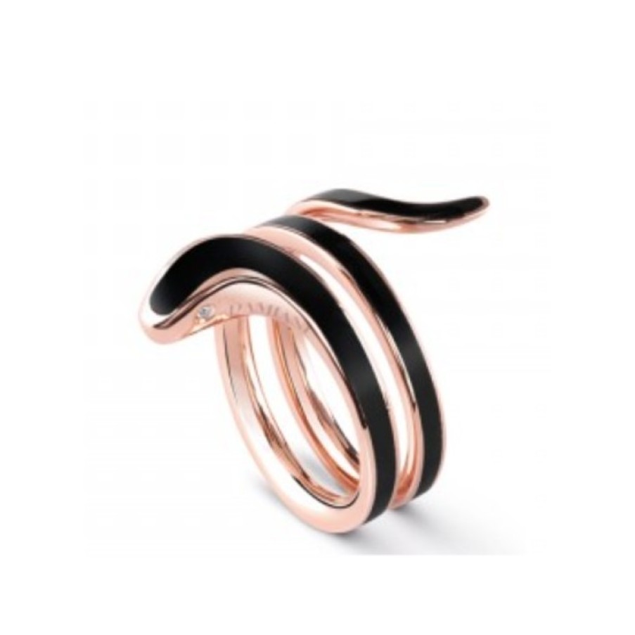 Idee Regalo damiani | Anello Damiani Eden In Oro Rosa, Ceramica Nera E Diamante