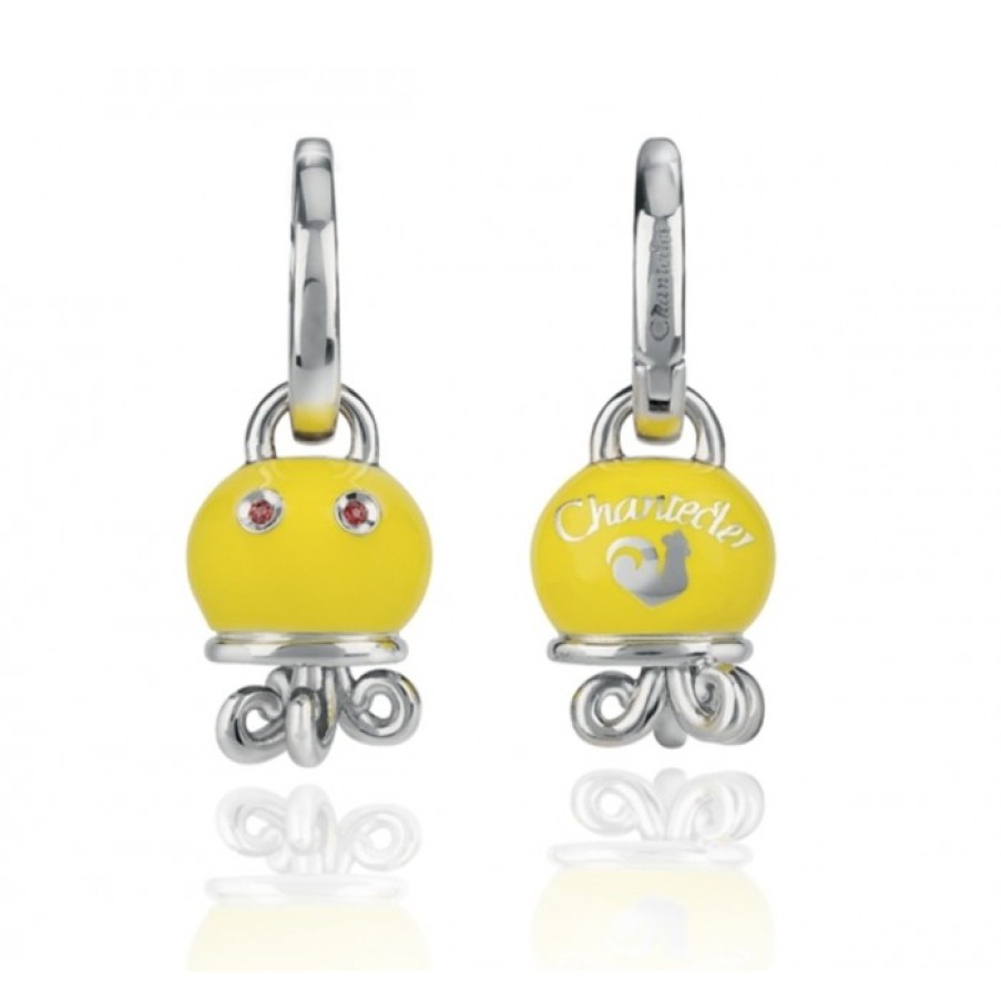 Idee Regalo chantecler | Orecchini Polipo Micro In Argento, Smalto Giallo E Zaffiri Arancio