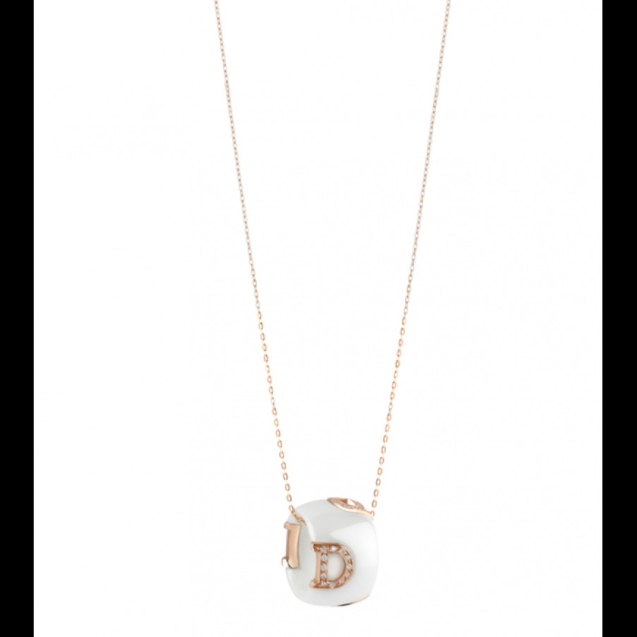 Idee Regalo damiani | Collier Damiani D.Icon In Ceramica Bianca, Oro Rosa Con Diamanti