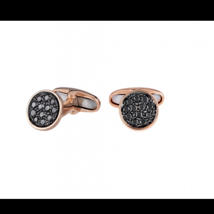 Idee Regalo chantecler | Gemelli Chantecler Paillettes Oro Rosa E Diamanti Black