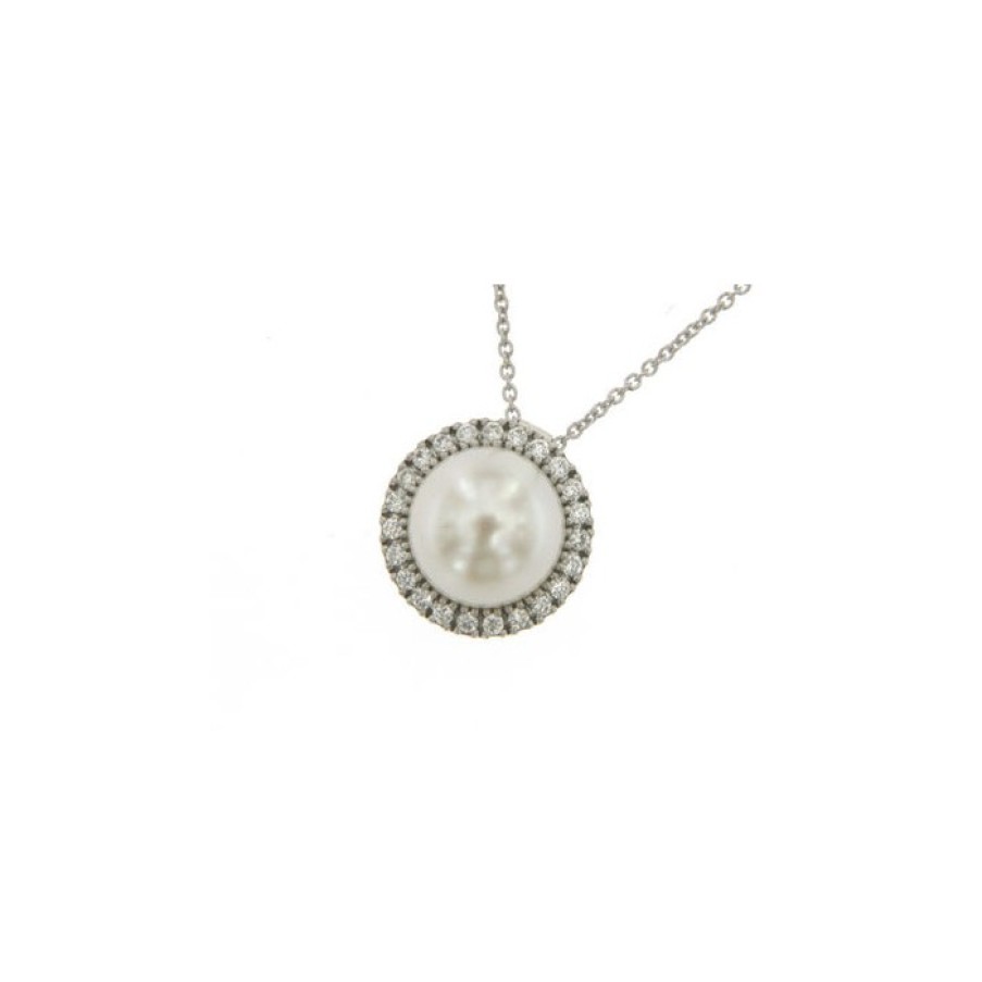 Idee Regalo callegaro1964 | Collana In Oro Bianco Con Perla E Diamanti