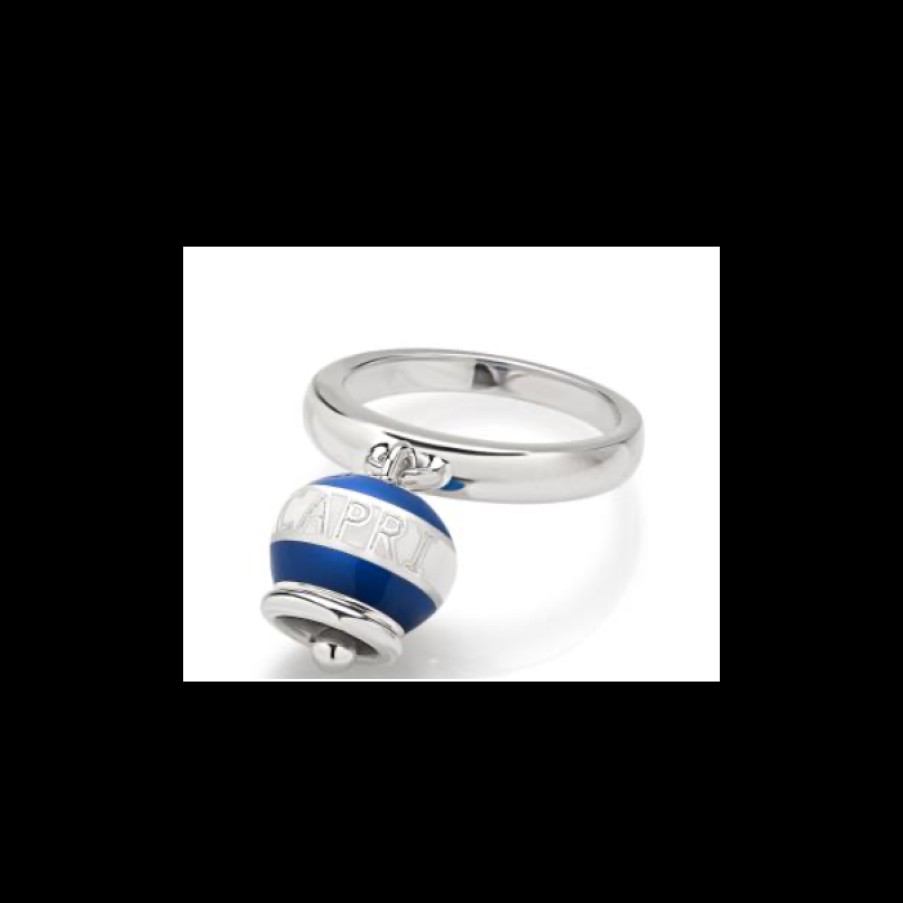 Idee Regalo chantecler | Anello Campanella Micro Dolce Vita Capriness In Argento E Smalto Bianco E Blu