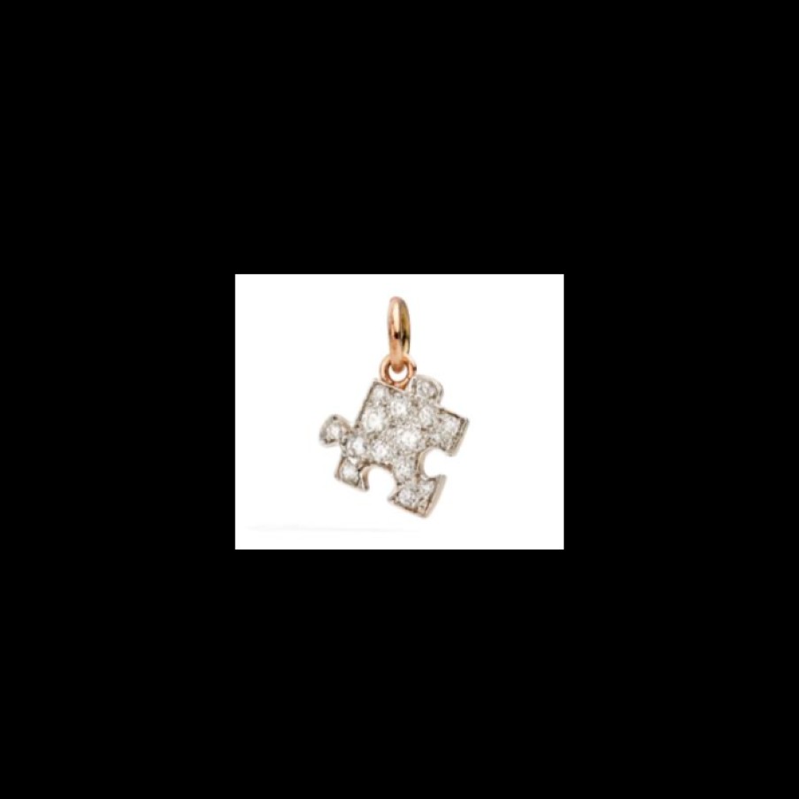 Idee Regalo dodo | Ciondolo Puzzle Con Diamanti Bianchi Sinistro