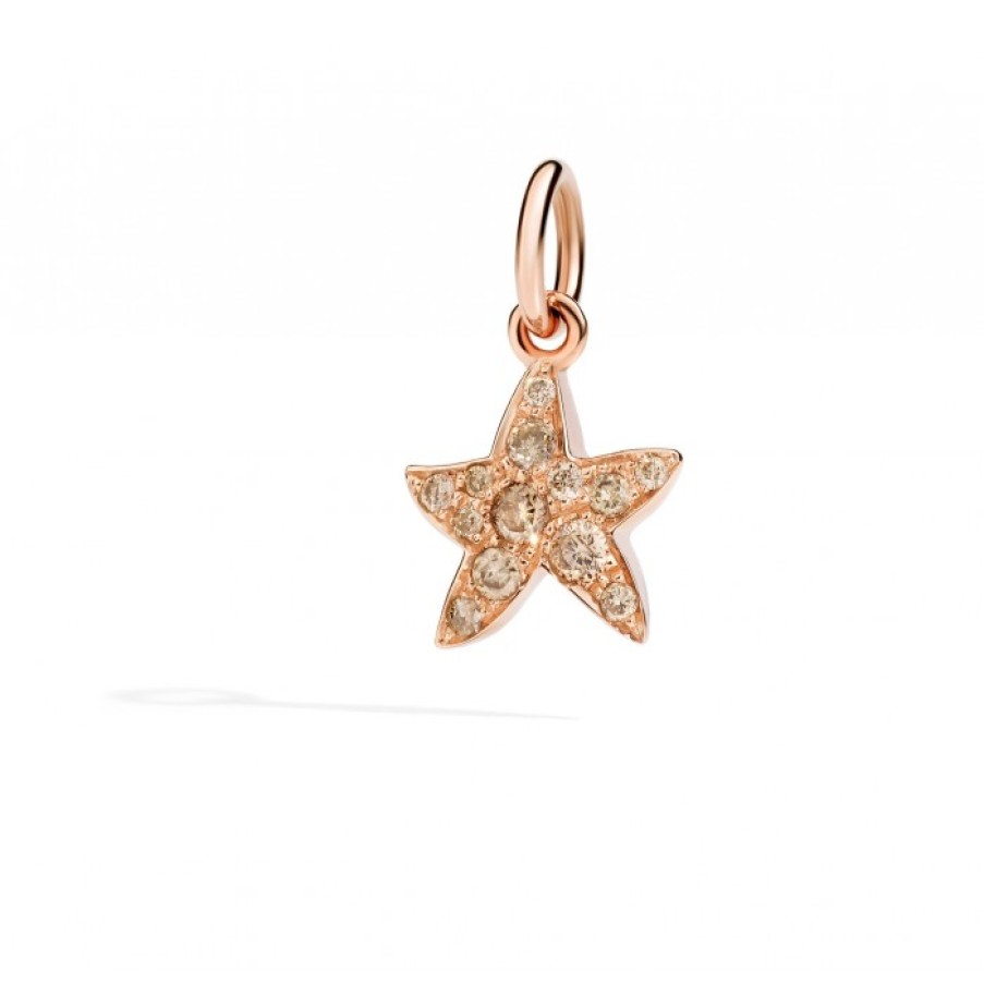 Ciondoli dodo | Charm Stellina In Oro Rosa Con Diamanti Brown