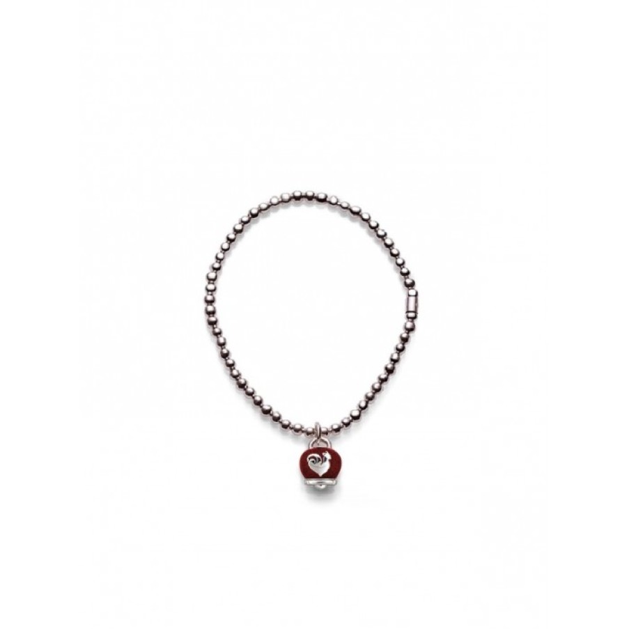 Idee Regalo chantecler | Bracciale In Argento Con Ciondolo Campanella Micro In Argento Con Smalto Rosso