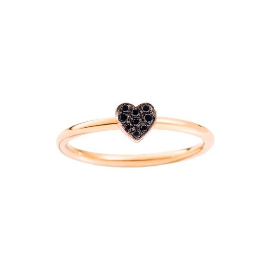 Idee Regalo dodo | Anello Un Cuore Oro Rosa E Diamanti Black