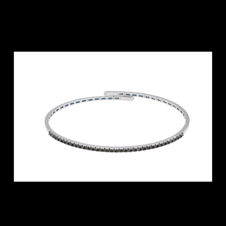 Bracciali callegaro1964 | Bracciale Tennis Flessibile Oro Bianco E Diamanti Black