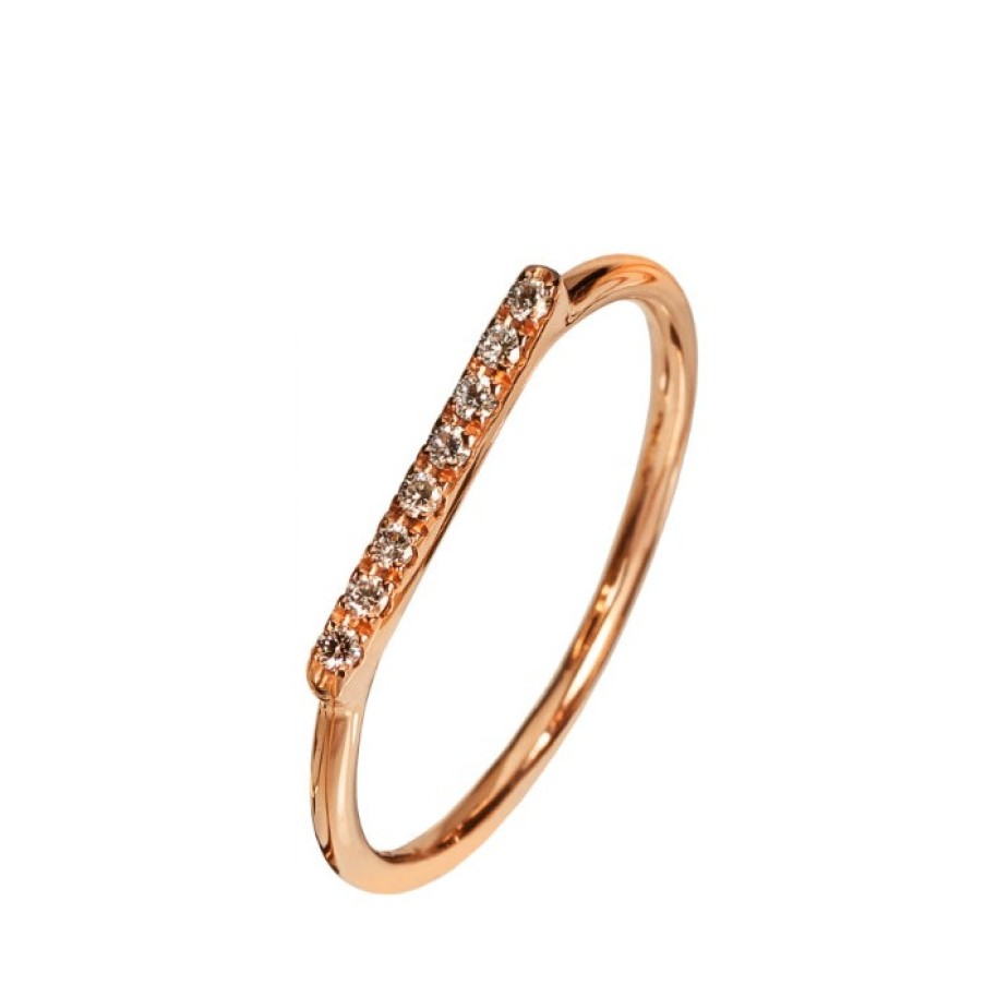 Idee Regalo marco-gerbella | Anello Barretta Con Diamanti Brown E Oro Rosa