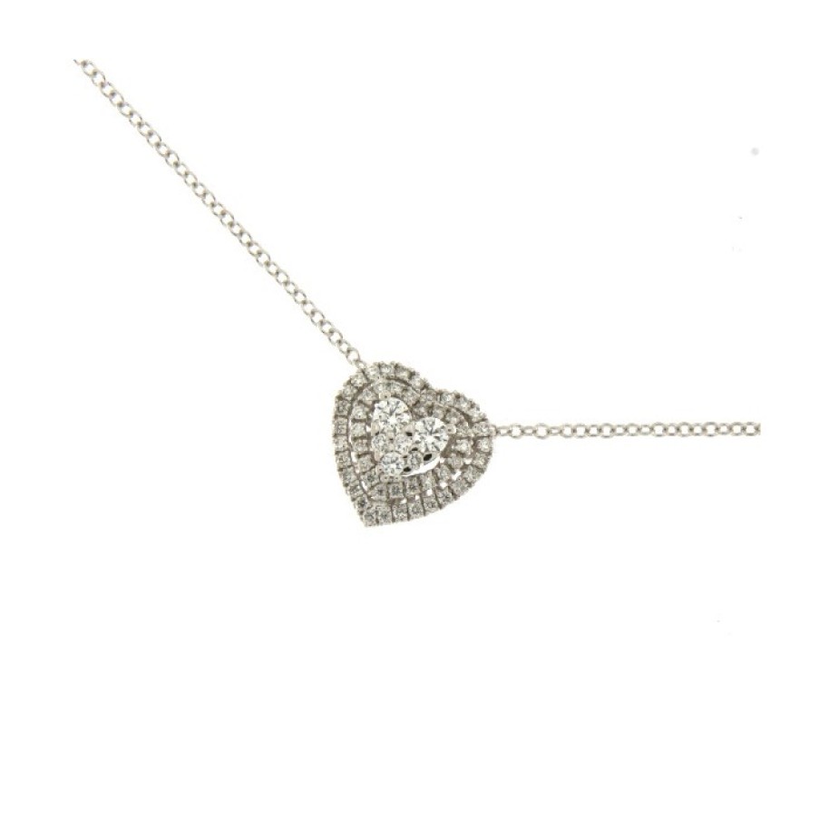 Idee Regalo callegaro1964 | Collier Cuore In Oro Bianco E Diamanti