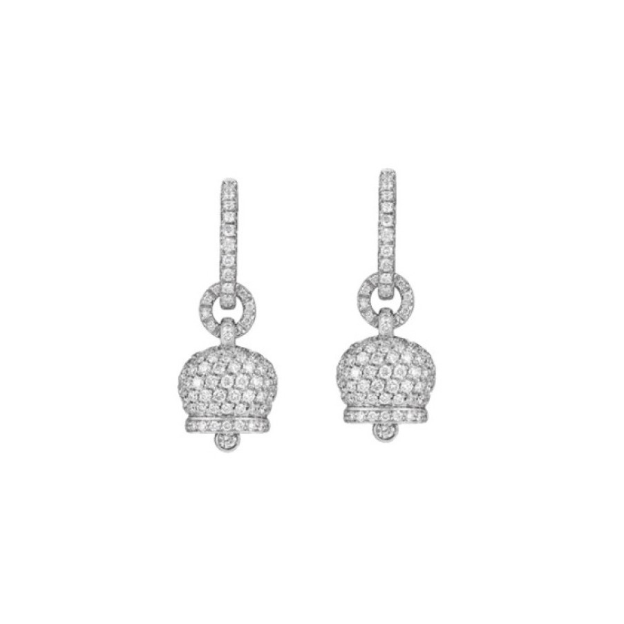 Idee Regalo chantecler | Orecchini Chantecler Campanella Piccoli In Oro Bianco 18Kt E Pave Di Diamanti