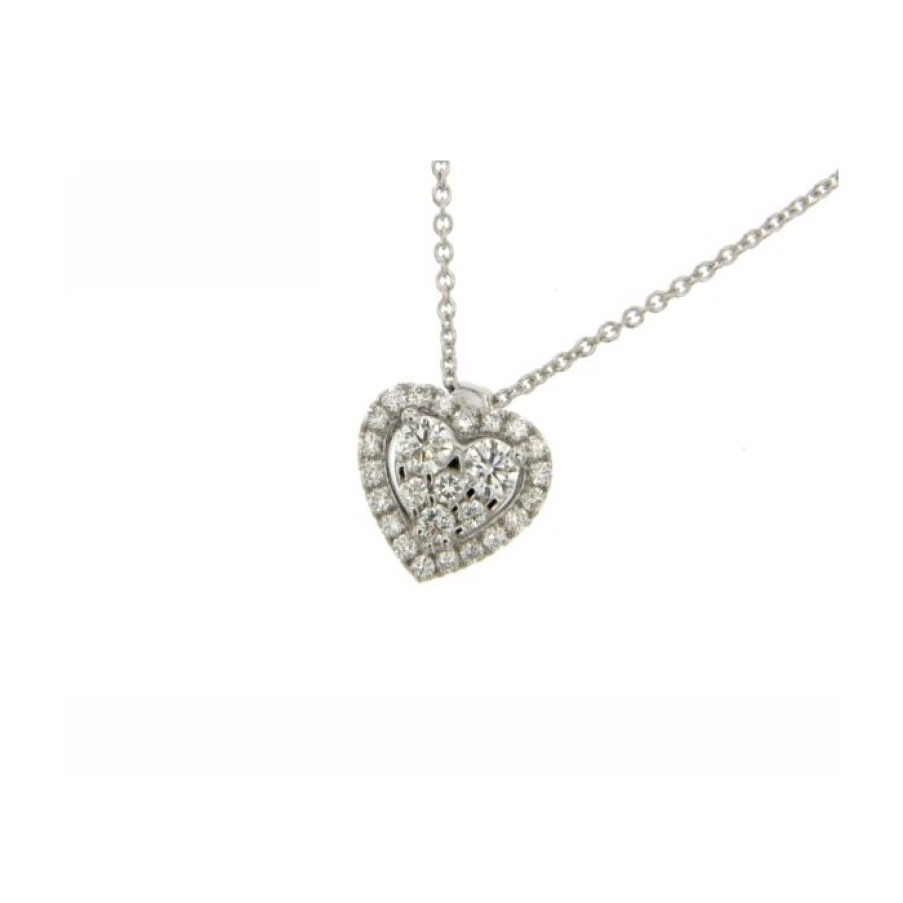 Idee Regalo callegaro1964 | Collier Cuore In Oro Bianco E Diamanti