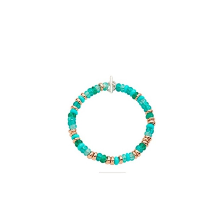 Bracciali dodo | Bracciale Rondelle Verdi E Argento Dorato