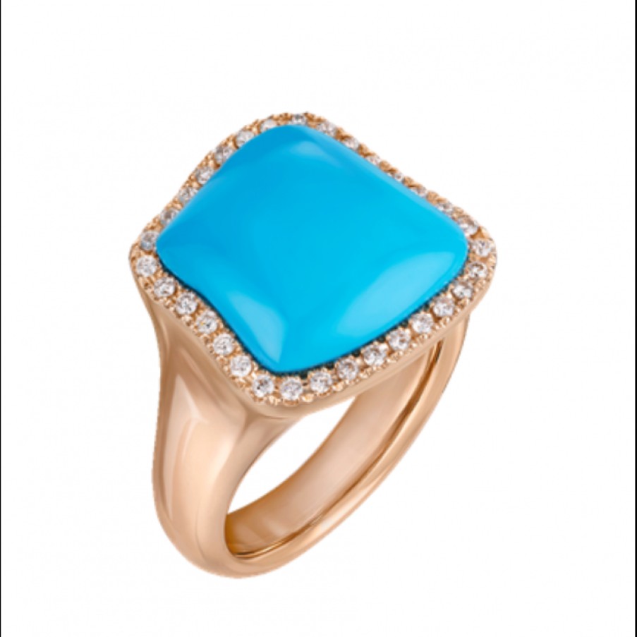 Idee Regalo chantecler | Anello Enchante In Oro Rosa 18Kt, Diamanti E Turchese