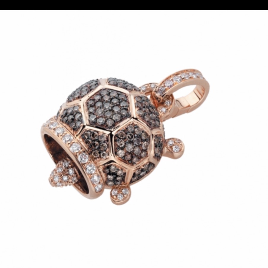 Idee Regalo chantecler | Ciondolo Tartaruga In Oro Rosa, Diamanti E Diamanti Brown