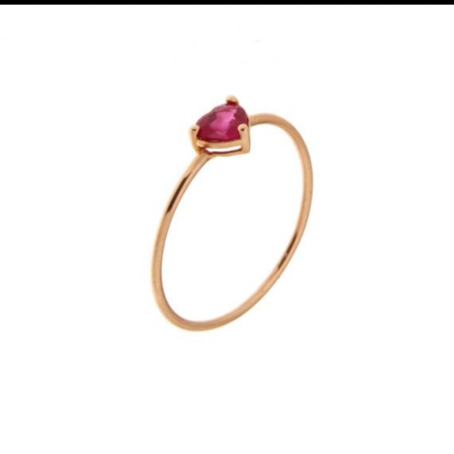 Idee Regalo marco-gerbella | Anello Cuore Oro Rosa Con Rubino