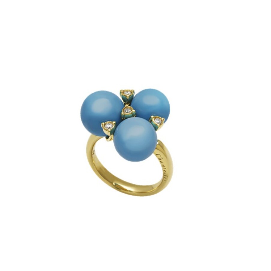 Idee Regalo chantecler | Anello Cherie In Oro Giallo 18Kt, Diamanti E Turchese