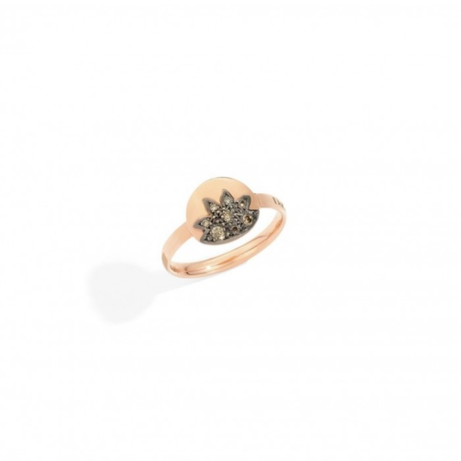 Idee Regalo dodo | Anello Moon And Sun Oro Rosa E Diamanti Brown