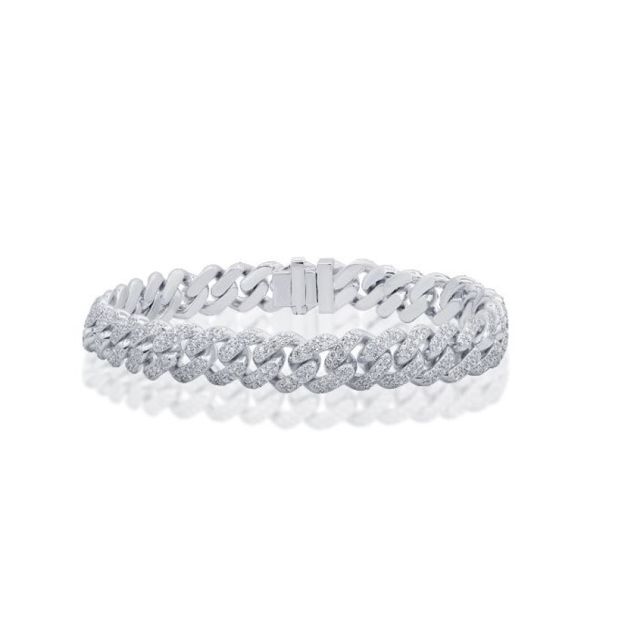 Idee Regalo damiani | Bracciale Damiani Gourmette In Oro Bianco Con Diamanti