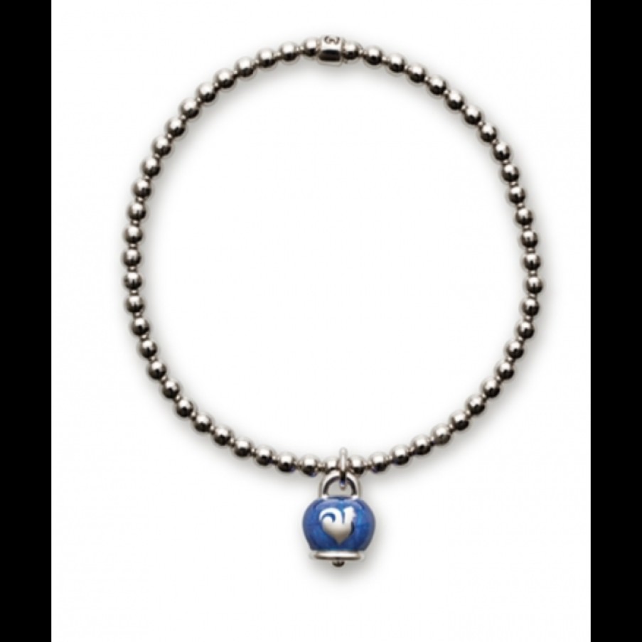 Idee Regalo chantecler | Bracciale In Argento Con Ciondolo Campanella Micro In Argento Con Smalto Blu