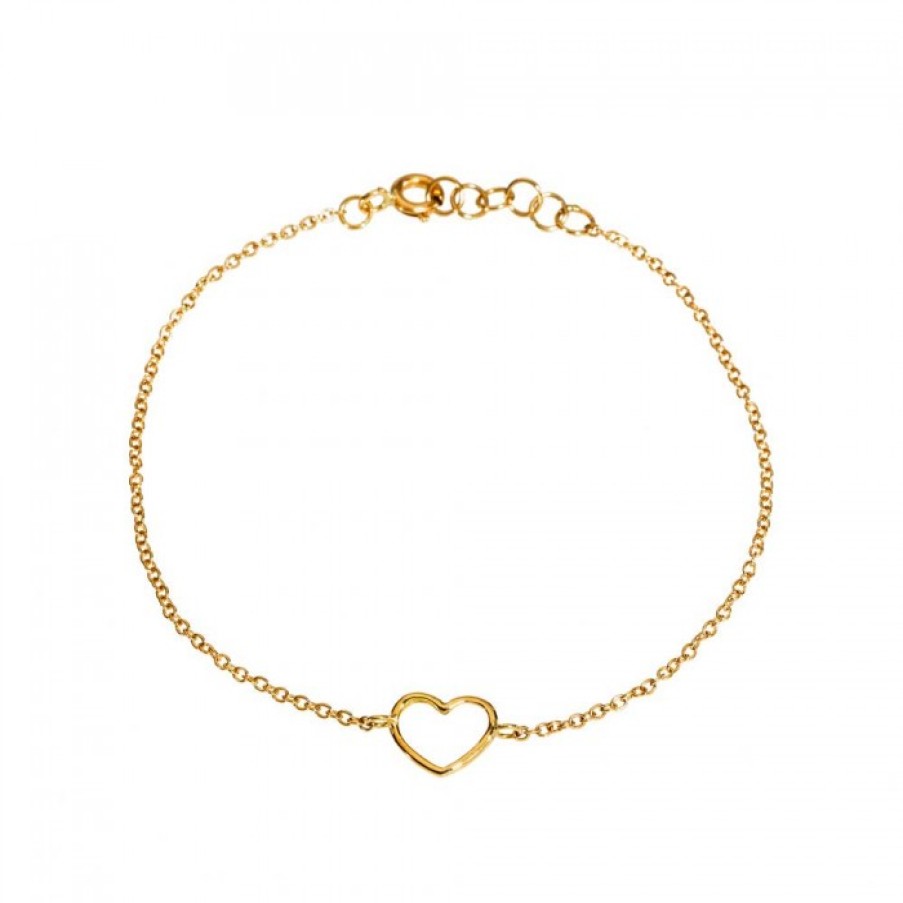 Idee Regalo marco-gerbella | Bracciale Con Cuore Piccolo A Filo Sottile Oro Giallo