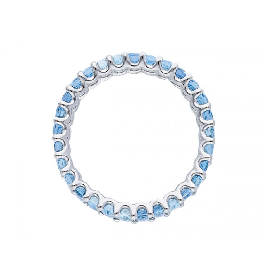 Idee Regalo callegaro1964 | Anello Eternity In Oro Bianco Con Acquamarine Taglio Baguette