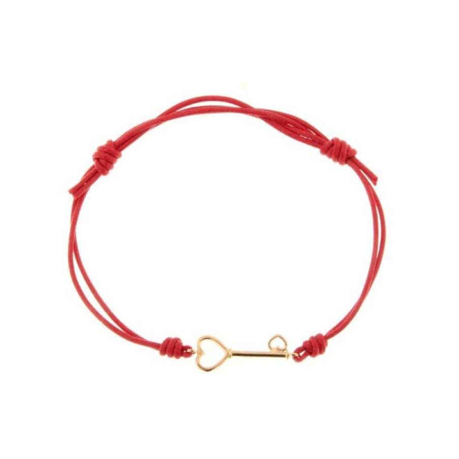 Bracciali marco-gerbella | Bracciale Chiave Oro Rosa Con Cordino Marco Gerbella