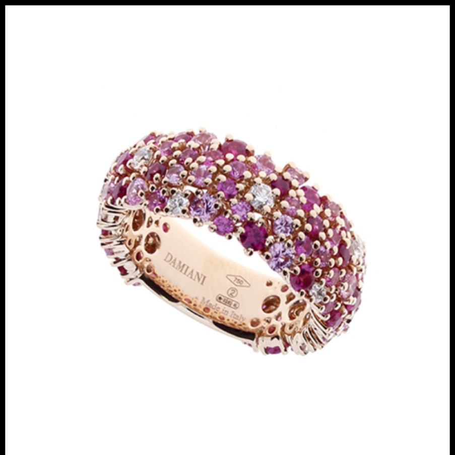 Idee Regalo damiani | Anello Damiani Mimosa Con Zaffiri Rosa E Diamanti