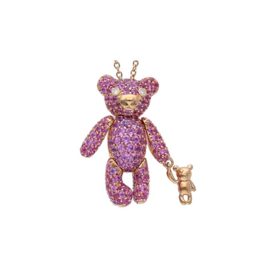 Idee Regalo callegaro1964 | Collana Teddy In Oro Rosa, Zaffiri Rosa E Diamanti