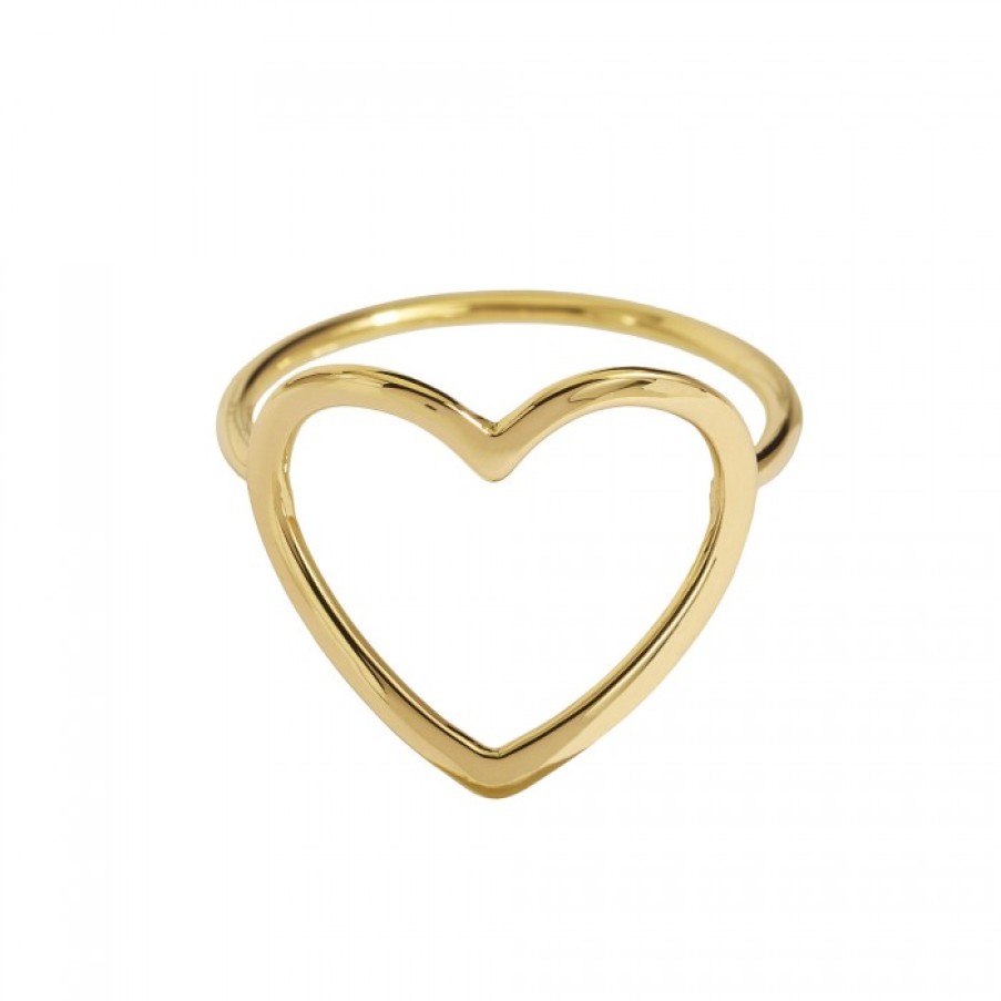 Idee Regalo marco-gerbella | Anello Con Cuore Grande A Filo Oro Giallo