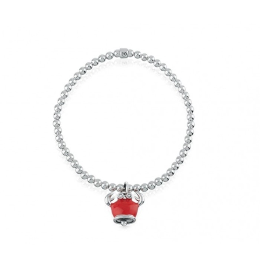 Idee Regalo chantecler | Bracciale Elastico Con Ciondolo Granchio Micro In Argento, Smalto Rosso E Diamanti Neri