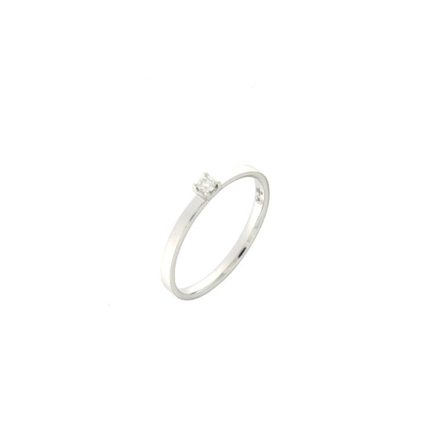 Idee Regalo callegaro1964 | Anello Solitario 4 Punte In Oro Bianco Con Diamante