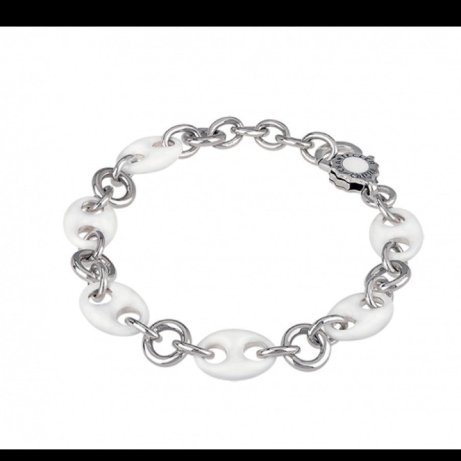 Bracciali chantecler | Bracciale Capriness Maglia Marina In Argento Con Smalto Bianco