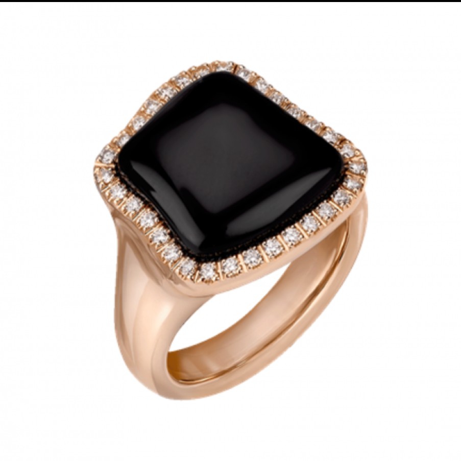 Idee Regalo chantecler | Anello Enchante In Oro Rosa 18Kt, Diamanti E Onice