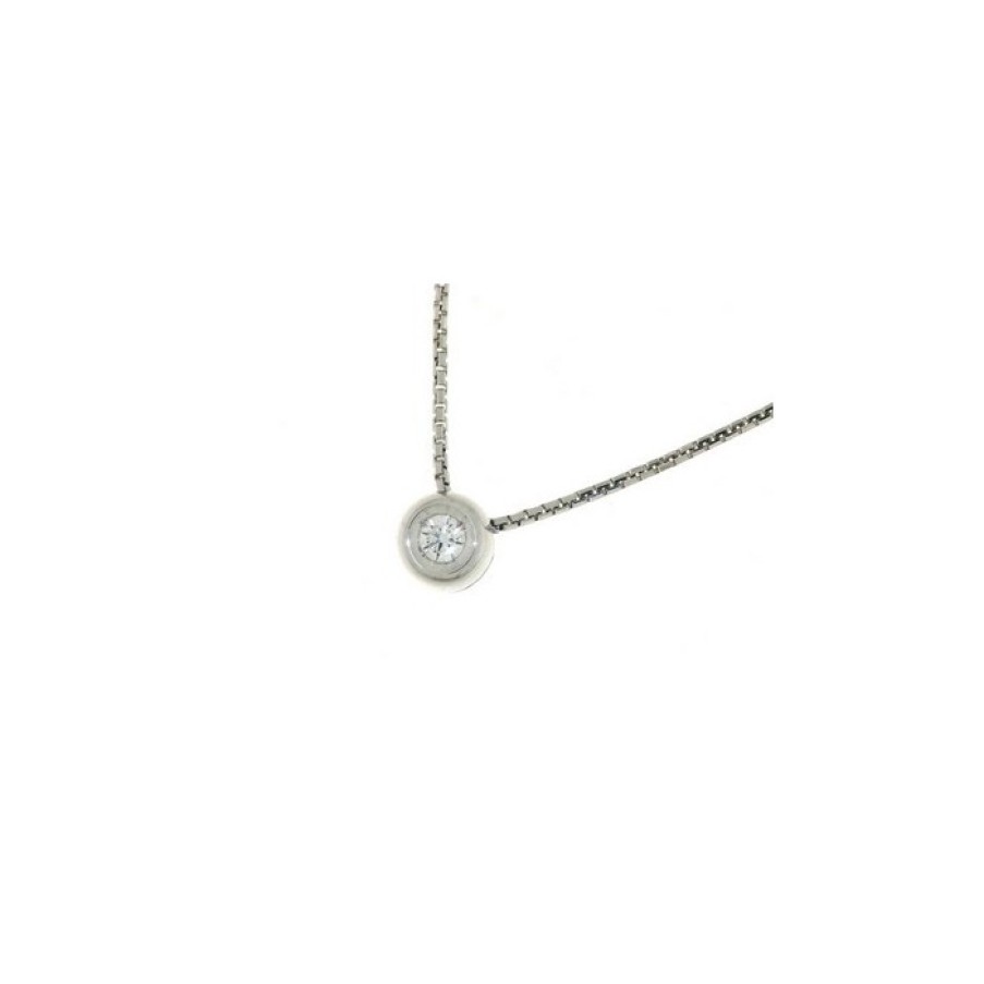 Idee Regalo callegaro1964 | Collana Punto Luce Castone Rotondo In Oro Bianco Con Diamante