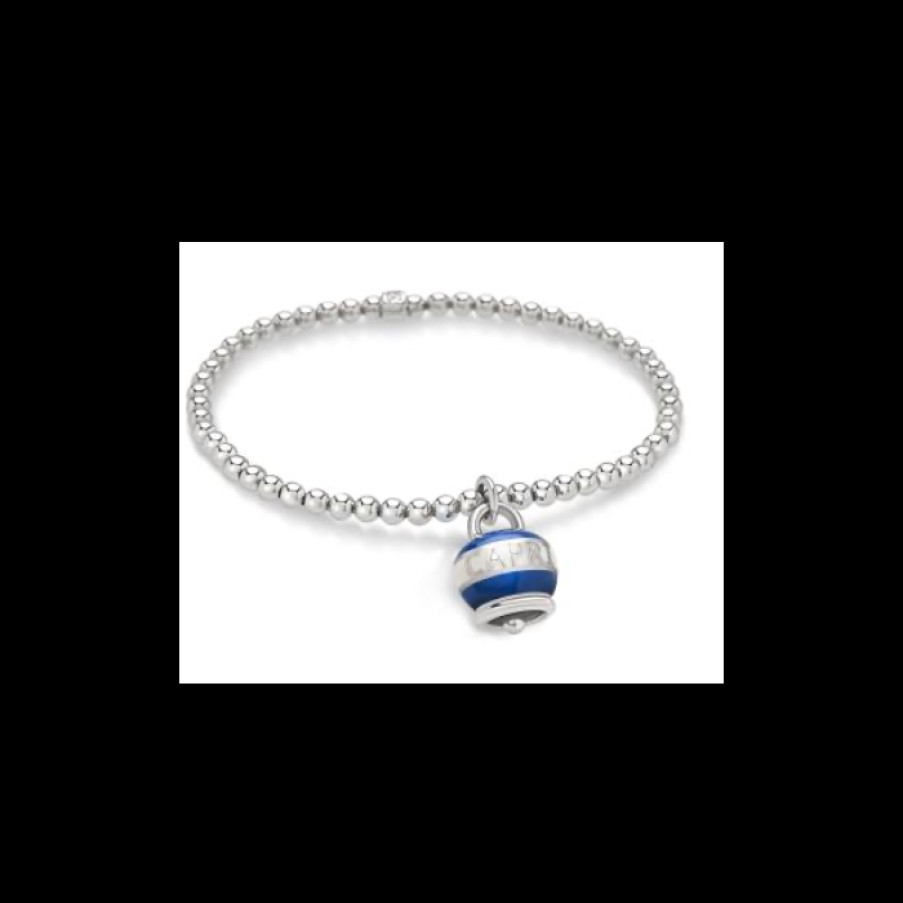 Idee Regalo chantecler | Bracciale Campanella Micro Dolce Vita Capriness In Argento E Smalto Bianco E Blu