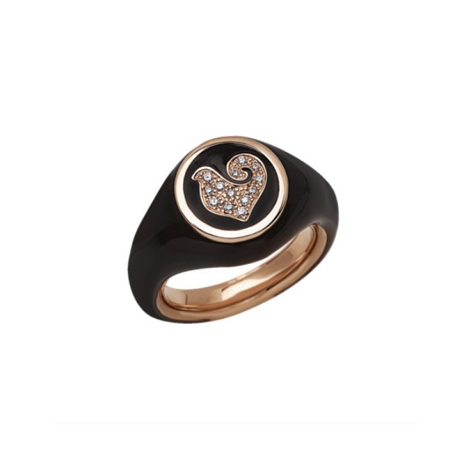 Idee Regalo chantecler | Anello Paillettes Sygillum Oro Rosa, Diamanti E Smalto Chantecler