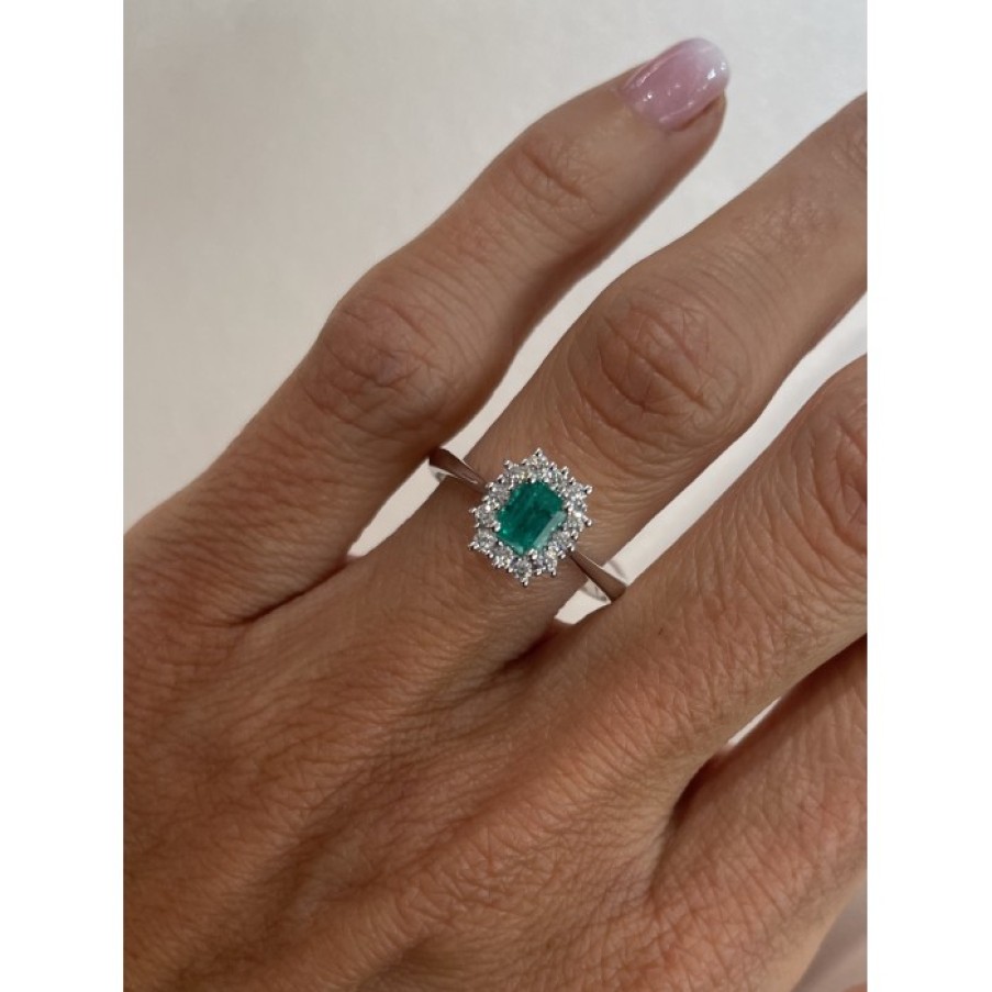 Idee Regalo callegaro1964 | Anello Fiore Con Smeraldo E Diamanti